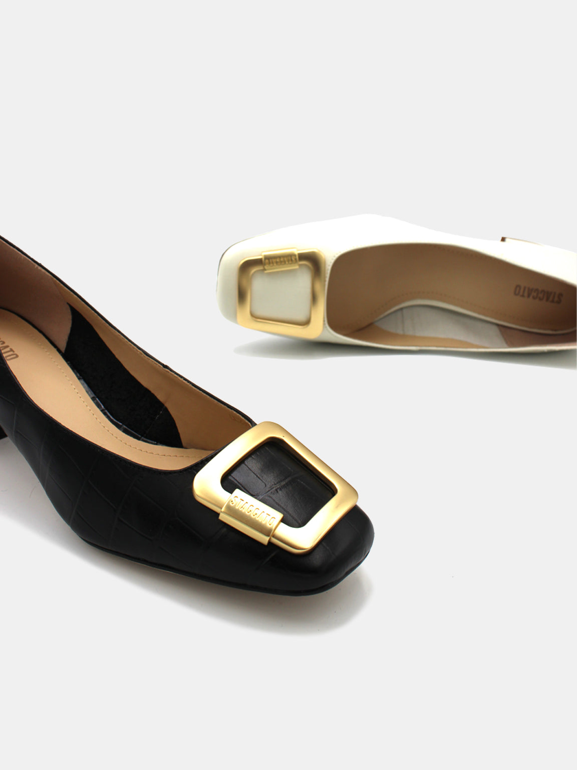 Classic Square Buckle Block-heel Pumps