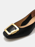 Classic Square Buckle Block-heel Pumps