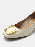 Classic Square Buckle Block-heel Pumps