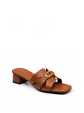 Gold Buckle Croc-Embossed Bella Heels