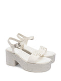 Crystal Heart Glistening Platform Wedges